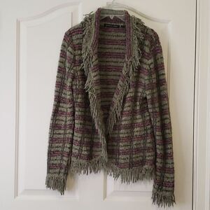 Michelle Nicole Wool Blend Striped Fringe Sweater